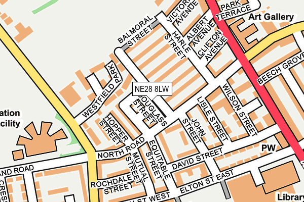 NE28 8LW map - OS OpenMap – Local (Ordnance Survey) NE28 8LW map - OS OpenMap – Local (Ordnance Survey)