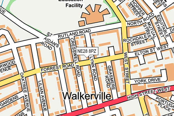 NE28 8PZ map - OS OpenMap – Local (Ordnance Survey) NE28 8PZ map - OS OpenMap – Local (Ordnance Survey)