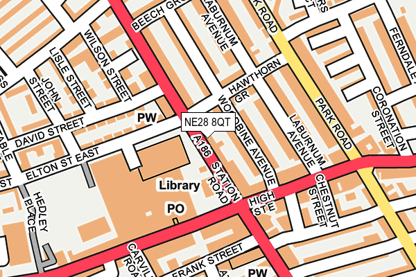 NE28 8QT map - OS OpenMap – Local (Ordnance Survey)