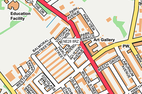 NE28 8RZ map - OS OpenMap – Local (Ordnance Survey) NE28 8RZ map - OS OpenMap – Local (Ordnance Survey)