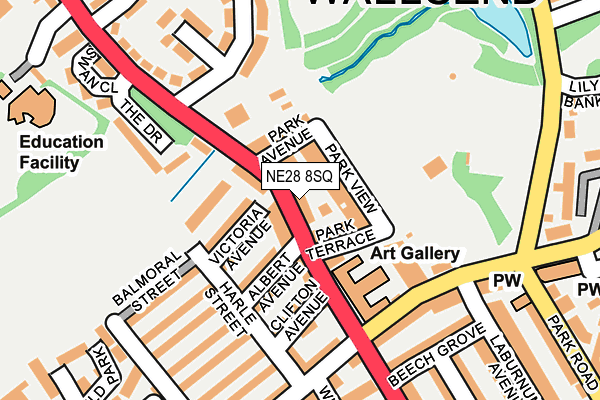 NE28 8SQ map - OS OpenMap – Local (Ordnance Survey)