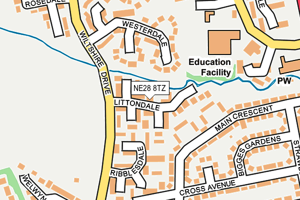 NE28 8TZ map - OS OpenMap – Local (Ordnance Survey)