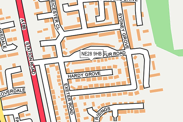 NE28 9HB map - OS OpenMap – Local (Ordnance Survey) NE28 9HB map - OS OpenMap – Local (Ordnance Survey)