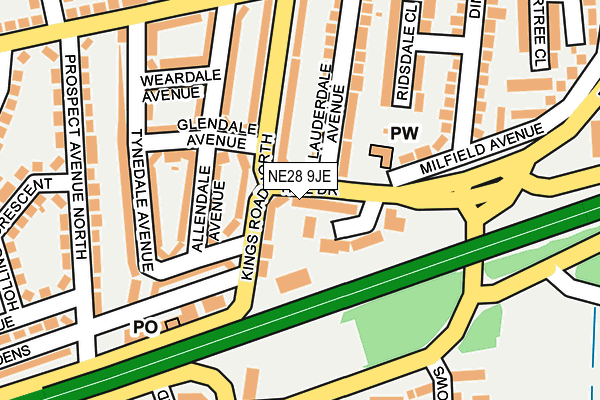 NE28 9JE map - OS OpenMap – Local (Ordnance Survey)