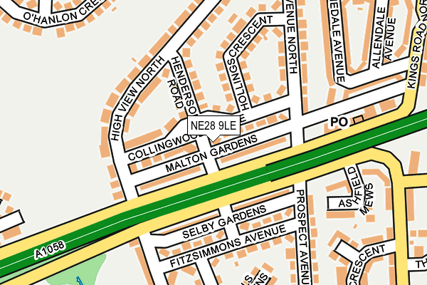 NE28 9LE map - OS OpenMap – Local (Ordnance Survey)