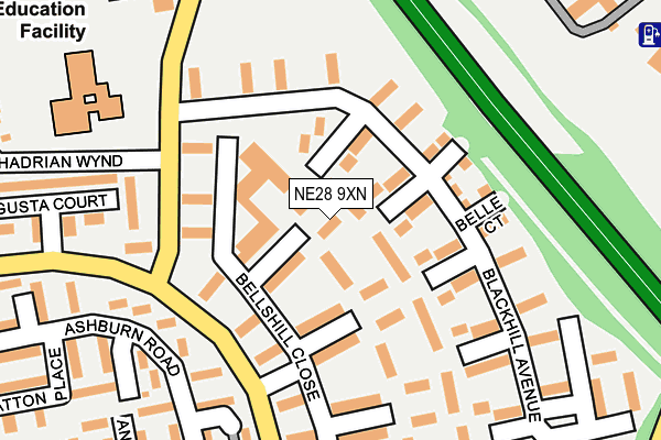 NE28 9XN map - OS OpenMap – Local (Ordnance Survey) NE28 9XN map - OS OpenMap – Local (Ordnance Survey)