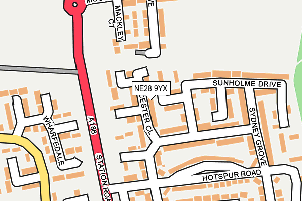 NE28 9YX map - OS OpenMap – Local (Ordnance Survey) NE28 9YX map - OS OpenMap – Local (Ordnance Survey)
