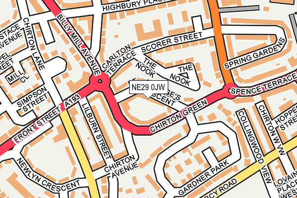 NE29 0JW map - OS OpenMap – Local (Ordnance Survey) NE29 0JW map - OS OpenMap – Local (Ordnance Survey)