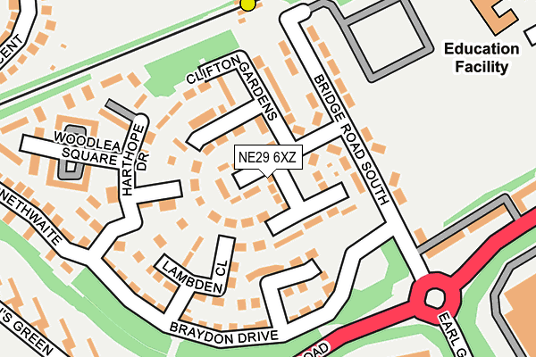 NE29 6XZ map - OS OpenMap – Local (Ordnance Survey) NE29 6XZ map - OS OpenMap – Local (Ordnance Survey)