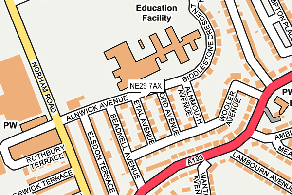 NE29 7AX map - OS OpenMap – Local (Ordnance Survey) NE29 7AX map - OS OpenMap – Local (Ordnance Survey)