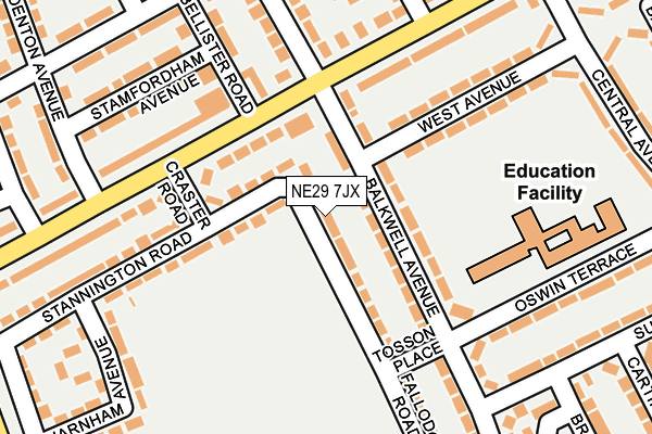 NE29 7JX map - OS OpenMap – Local (Ordnance Survey) NE29 7JX map - OS OpenMap – Local (Ordnance Survey)