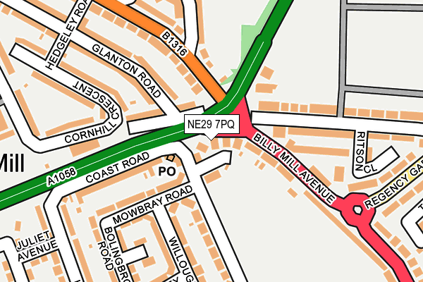 NE29 7PQ map - OS OpenMap – Local (Ordnance Survey)