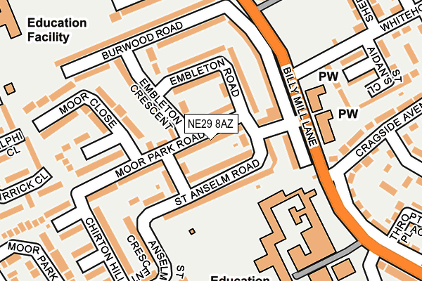 NE29 8AZ map - OS OpenMap – Local (Ordnance Survey) NE29 8AZ map - OS OpenMap – Local (Ordnance Survey)
