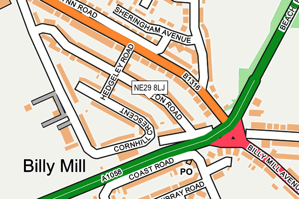 NE29 8LJ map - OS OpenMap – Local (Ordnance Survey)