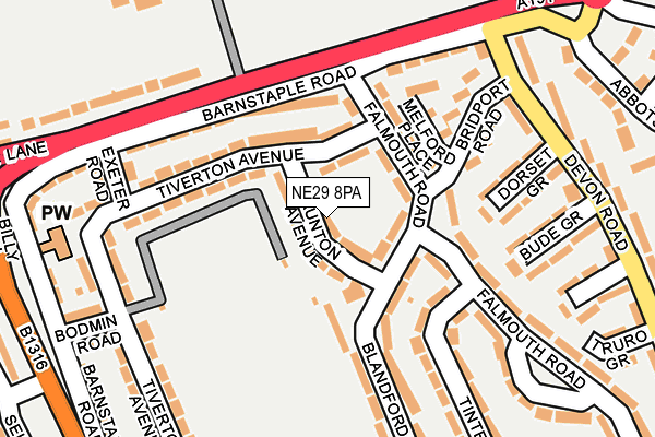 NE29 8PA map - OS OpenMap – Local (Ordnance Survey) NE29 8PA map - OS OpenMap – Local (Ordnance Survey)