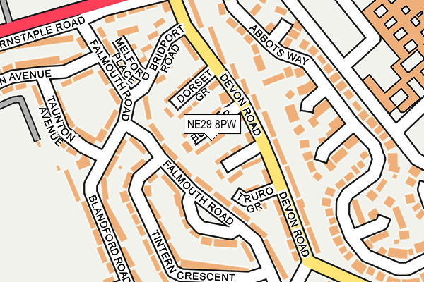 NE29 8PW map - OS OpenMap – Local (Ordnance Survey) NE29 8PW map - OS OpenMap – Local (Ordnance Survey)