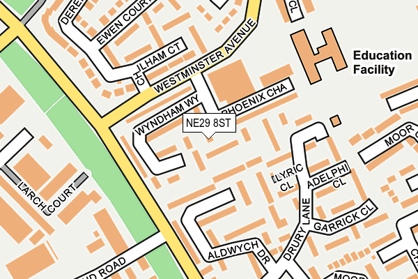 NE29 8ST map - OS OpenMap – Local (Ordnance Survey) NE29 8ST map - OS OpenMap – Local (Ordnance Survey)