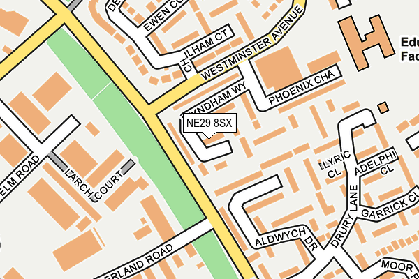 NE29 8SX map - OS OpenMap – Local (Ordnance Survey) NE29 8SX map - OS OpenMap – Local (Ordnance Survey)