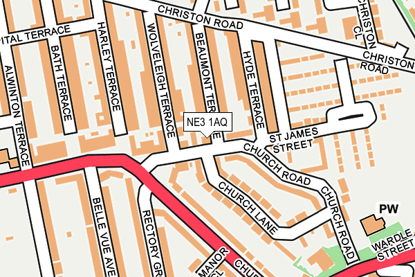 NE3 1AQ map - OS OpenMap – Local (Ordnance Survey)
