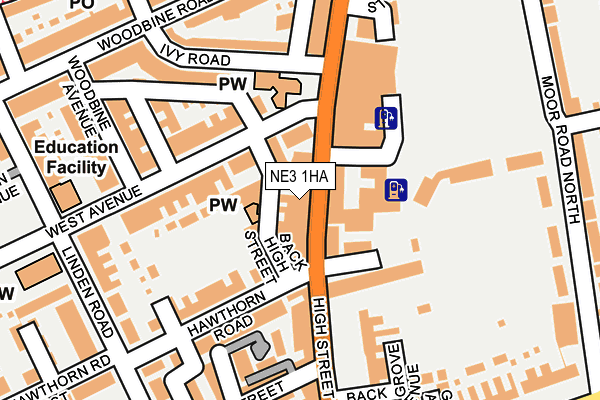 NE3 1HA map - OS OpenMap – Local (Ordnance Survey) NE3 1HA map - OS OpenMap – Local (Ordnance Survey)