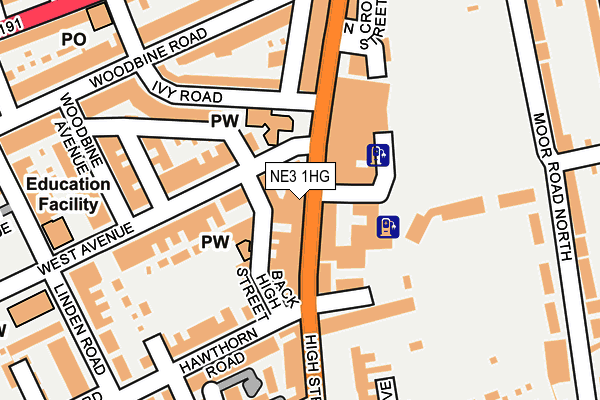 NE3 1HG map - OS OpenMap – Local (Ordnance Survey) NE3 1HG map - OS OpenMap – Local (Ordnance Survey)