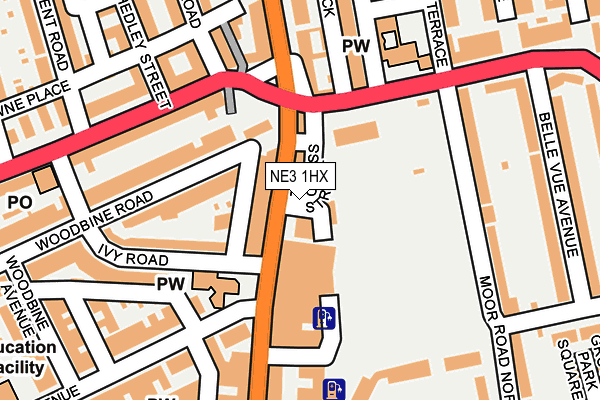 NE3 1HX map - OS OpenMap – Local (Ordnance Survey) NE3 1HX map - OS OpenMap – Local (Ordnance Survey)