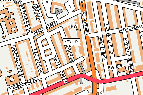 NE3 1HY map - OS OpenMap – Local (Ordnance Survey)