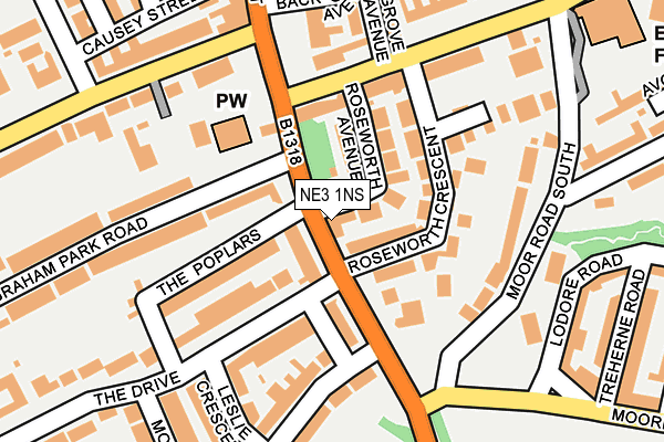 NE3 1NS map - OS OpenMap – Local (Ordnance Survey) NE3 1NS map - OS OpenMap – Local (Ordnance Survey)