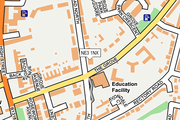NE3 1NX map - OS OpenMap – Local (Ordnance Survey) NE3 1NX map - OS OpenMap – Local (Ordnance Survey)