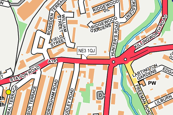 NE3 1QJ map - OS OpenMap – Local (Ordnance Survey) NE3 1QJ map - OS OpenMap – Local (Ordnance Survey)