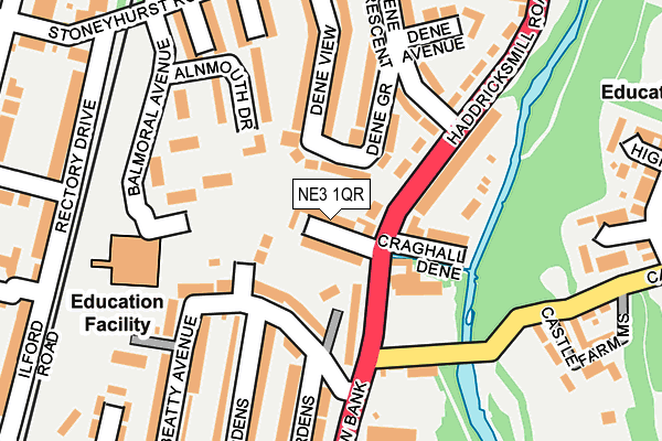 NE3 1QR map - OS OpenMap – Local (Ordnance Survey) NE3 1QR map - OS OpenMap – Local (Ordnance Survey)