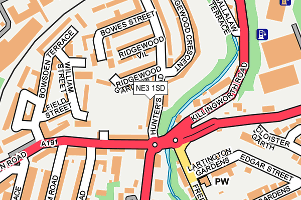 NE3 1SD map - OS OpenMap – Local (Ordnance Survey)
