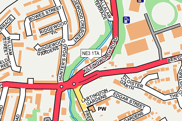 NE3 1TA map - OS OpenMap – Local (Ordnance Survey) NE3 1TA map - OS OpenMap – Local (Ordnance Survey)