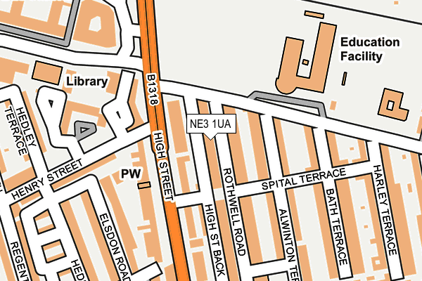 NE3 1UA map - OS OpenMap – Local (Ordnance Survey) NE3 1UA map - OS OpenMap – Local (Ordnance Survey)