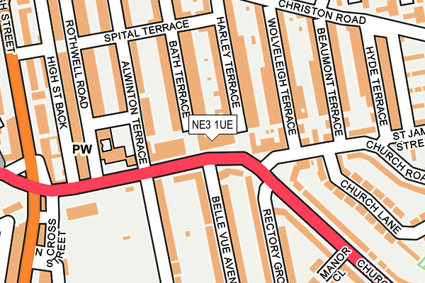NE3 1UE map - OS OpenMap – Local (Ordnance Survey) NE3 1UE map - OS OpenMap – Local (Ordnance Survey)
