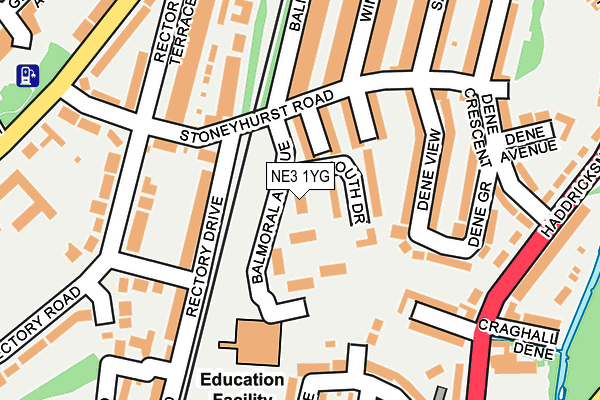 NE3 1YG map - OS OpenMap – Local (Ordnance Survey) NE3 1YG map - OS OpenMap – Local (Ordnance Survey)