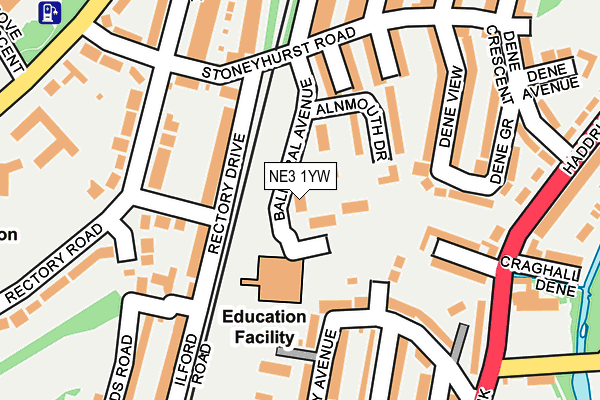 NE3 1YW map - OS OpenMap – Local (Ordnance Survey) NE3 1YW map - OS OpenMap – Local (Ordnance Survey)