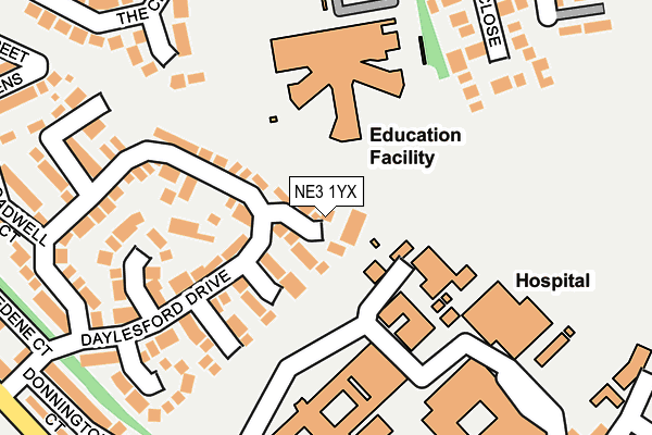NE3 1YX map - OS OpenMap – Local (Ordnance Survey) NE3 1YX map - OS OpenMap – Local (Ordnance Survey)