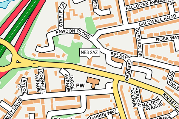 NE3 2AZ map - OS OpenMap – Local (Ordnance Survey) NE3 2AZ map - OS OpenMap – Local (Ordnance Survey)