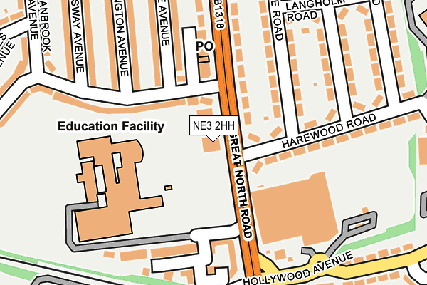 NE3 2HH map - OS OpenMap – Local (Ordnance Survey) NE3 2HH map - OS OpenMap – Local (Ordnance Survey)