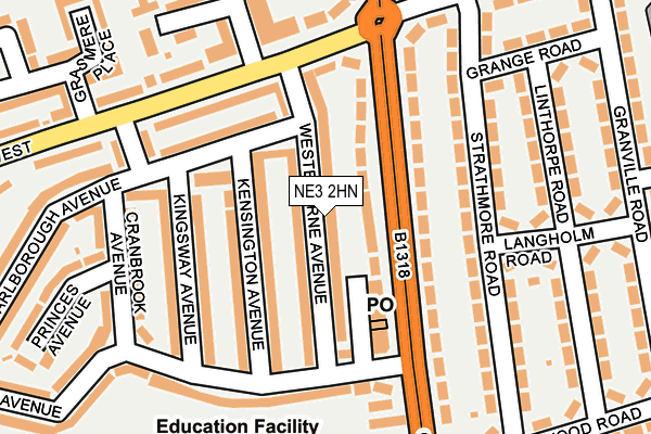 NE3 2HN map - OS OpenMap – Local (Ordnance Survey) NE3 2HN map - OS OpenMap – Local (Ordnance Survey)