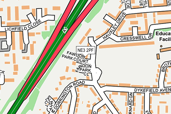 NE3 2PF map - OS OpenMap – Local (Ordnance Survey) NE3 2PF map - OS OpenMap – Local (Ordnance Survey)