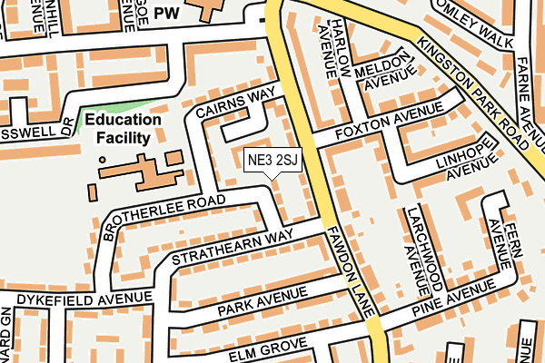 NE3 2SJ map - OS OpenMap – Local (Ordnance Survey) NE3 2SJ map - OS OpenMap – Local (Ordnance Survey)