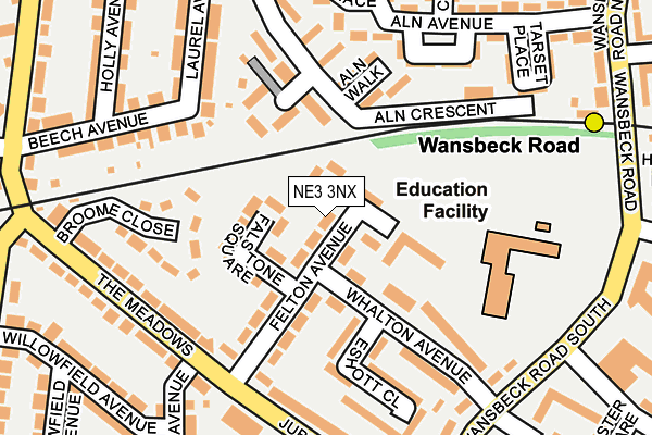 NE3 3NX map - OS OpenMap – Local (Ordnance Survey) NE3 3NX map - OS OpenMap – Local (Ordnance Survey)