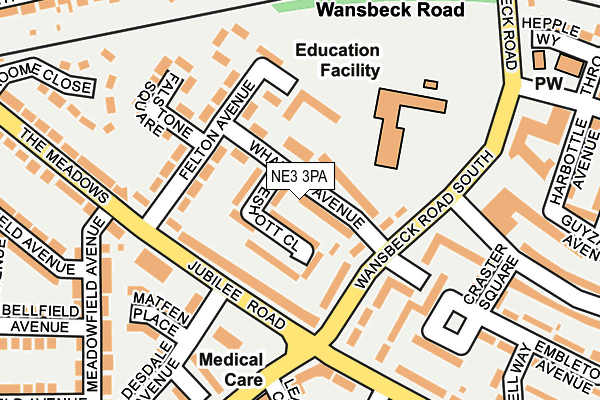 NE3 3PA map - OS OpenMap – Local (Ordnance Survey) NE3 3PA map - OS OpenMap – Local (Ordnance Survey)