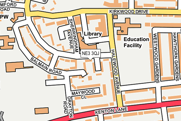 NE3 3QJ map - OS OpenMap – Local (Ordnance Survey) NE3 3QJ map - OS OpenMap – Local (Ordnance Survey)