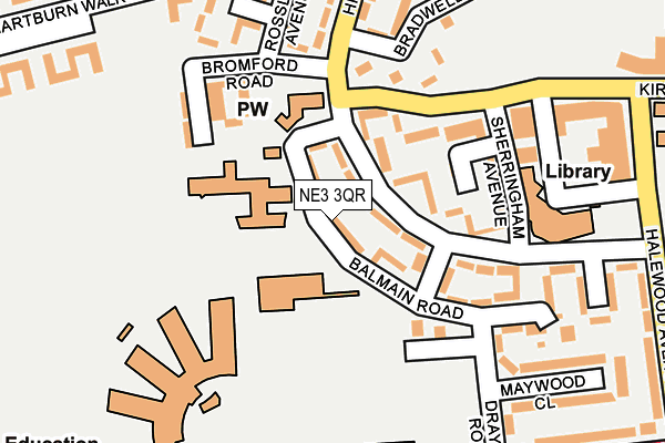 NE3 3QR map - OS OpenMap – Local (Ordnance Survey) NE3 3QR map - OS OpenMap – Local (Ordnance Survey)