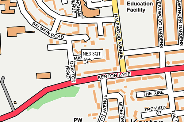 NE3 3QT map - OS OpenMap – Local (Ordnance Survey) NE3 3QT map - OS OpenMap – Local (Ordnance Survey)
