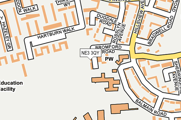 NE3 3QY map - OS OpenMap – Local (Ordnance Survey) NE3 3QY map - OS OpenMap – Local (Ordnance Survey)