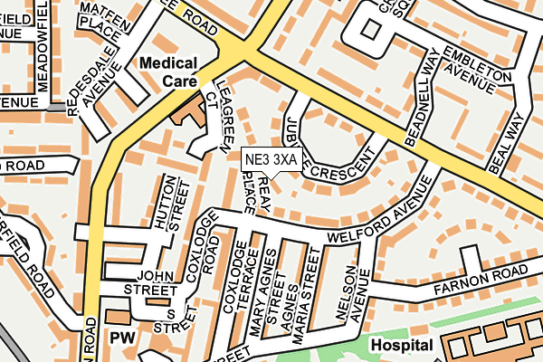 NE3 3XA map - OS OpenMap – Local (Ordnance Survey) NE3 3XA map - OS OpenMap – Local (Ordnance Survey)